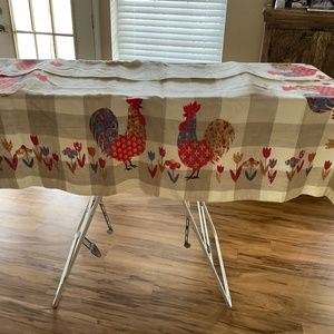 NEW UNIQUE Vintage Signed Luther Travis Linen Kitchen  Table Topper